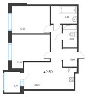 2 ккв № 80 Корп.: 1-3 , Секция 2  в ЖК ID Kudrovo II