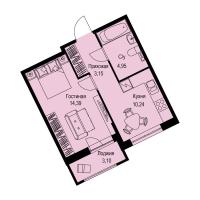 1 ккв № 5 Корп.: 1-2 , Секция 1  в ЖК ID Kudrovo II