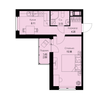 1 ккв № 461 Корп.: 1-4 , Секция 8  в ЖК ID Kudrovo II