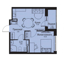 1 ккв № 119 Корп.: 1-3 , Секция 2  в ЖК ID Kudrovo II