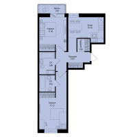 2 ккв № 372 Корп.: 1-5 , Секция 6  в ЖК ID Kudrovo II