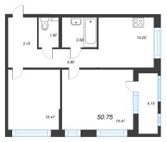 2 ккв № 328 Корп.: 1-2 , Секция 7  в ЖК ID Kudrovo II