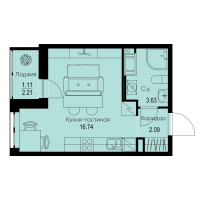 Студия № 152 Корп.: 1-4 , Секция 2  в ЖК ID Kudrovo II