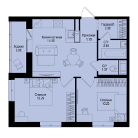 3 ккв (Евро) № 420 Корп.: 1-5 , Секция 7  в ЖК ID Kudrovo II