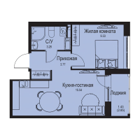 2 ккв (Евро) № 78 Корп.: 1-3 , Секция 2  в ЖК ID Kudrovo II