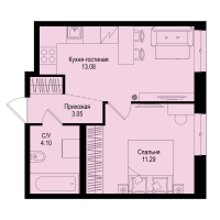 1 ккв № 8 Корп.: 1-5 , Секция 1  в ЖК ID Kudrovo II