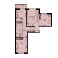 3 ккв № 331 Корп.: 1-2 , Секция 7  в ЖК ID Kudrovo II