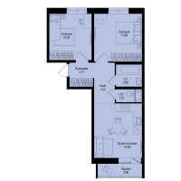 2 ккв № 418 Корп.: 1-5 , Секция 7  в ЖК ID Kudrovo II