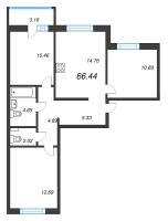 3 ккв № 331 Корп.: 1-2 , Секция 7  в ЖК ID Kudrovo II