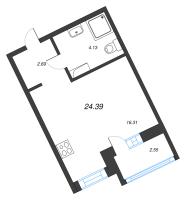 Студия № 111 Корп.: 1-2 , Секция 2  в ЖК ID Kudrovo II