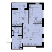 3 ккв (Евро) № 267 Корп.: 1-4 , Секция 5  в ЖК ID Kudrovo II