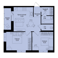 3 ккв (Евро) № 410 Корп.: 1-5 , Секция 7  в ЖК ID Kudrovo II