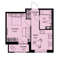1 ккв № 251 Корп.: 1-2 , Секция 5  в ЖК ID Kudrovo II