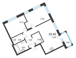 3 ккв (Евро) № 15 Корп.: 1-2 , Секция 1  в ЖК ID Kudrovo II