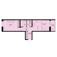 1 ккв № 52 Корп.: 1-5 , Секция 1  в ЖК ID Kudrovo II