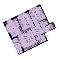 3 ккв № 47 Корп.: 1-2 , Секция 1  в ЖК ID Kudrovo II