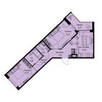 3 ккв (Евро) № 279 Корп.: 1-2 , Секция 5  в ЖК ID Kudrovo II