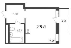 Студия № 160 Корп.: 5 , Секция 2  в ЖК ID Kudrovo