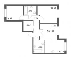 3 ккв № 542 Корп.: 4-1 , Секция 7  в ЖК ID Kudrovo