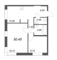 2 ккв № 677 Корп.: 4-1 , Секция 8  в ЖК ID Kudrovo