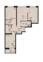 3 ккв № 1007 Корп.: 2-2 , Секция 9  в ЖК ID Murino III