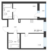 2 ккв № 283 Корп.: 1-1 , Секция 3  в ЖК ID Murino III