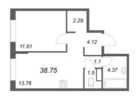 1 ккв № 274 Корп.: 2-1 , Секция 3  в ЖК ID Murino III