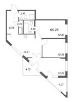3 ккв № 457 Корп.: 2-1 , Секция 4  в ЖК ID Murino III