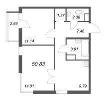 2 ккв № 312 Корп.: 2-1 , Секция 3  в ЖК ID Murino III