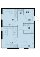 2 ккв № 267 Корп.: 2-1 , Секция 3  в ЖК ID Murino III