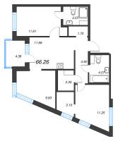 3 ккв № 565 Корп.: 1-2 , Секция 6  в ЖК ID Murino III