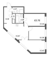 3 ккв № 380 Корп.: 2-1 , Секция 4  в ЖК ID Murino III