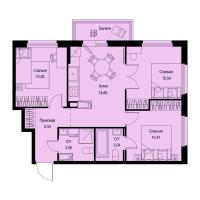 3 ккв № 1002 Корп.: 3-3 , Секция 10  в ЖК ID Murino III