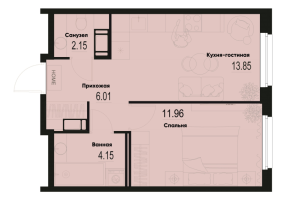 1 ккв № 908 Корп.: 2-2 , Секция 9  в ЖК ID Murino III