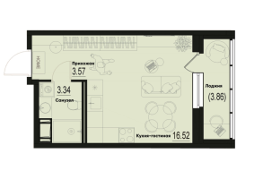 Студия № 725 Корп.: 2-2 , Секция 6  в ЖК ID Murino III