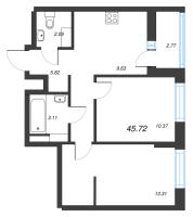 2 ккв № 545 Корп.: 1-2 , Секция 5  в ЖК ID Murino III