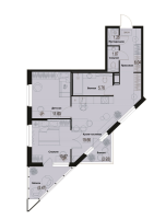 3 ккв (Евро) № 1014 Корп.: 2-2 , Секция 9  в ЖК ID Murino III