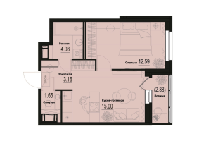 2 ккв (Евро) № 713 Корп.: 2-2 , Секция 6  в ЖК ID Murino III