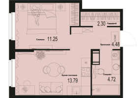 1 ккв № 761 Корп.: 2-2 , Секция 7  в ЖК ID Murino III