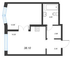 1 ккв № 378 Корп.: 1-2 , Секция 4  в ЖК ID Murino III
