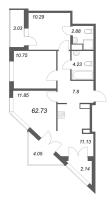3 ккв № 469 Корп.: 2-1 , Секция 4  в ЖК ID Murino III