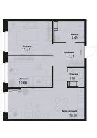 3 ккв (Евро) № 661 Корп.: 2-2 , Секция 6  в ЖК ID Murino III