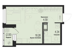 Студия № 538 Корп.: 2-2 , Секция 5  в ЖК ID Murino III