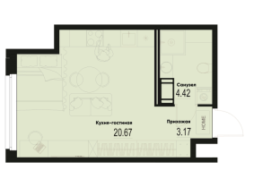 Студия № 914 Корп.: 2-2 , Секция 9  в ЖК ID Murino III