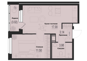 2 ккв (Евро) № 563 Корп.: 2-2 , Секция 5  в ЖК ID Murino III