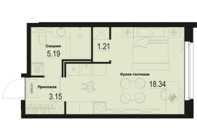 Студия № 495 Корп.: 2-2 , Секция 5  в ЖК ID Murino III