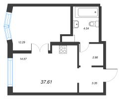 1 ккв № 385 Корп.: 1-2 , Секция 4  в ЖК ID Murino III