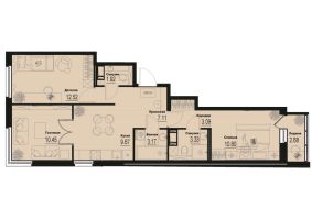 3 ккв № 687 Корп.: 2-2 , Секция 6  в ЖК ID Murino III