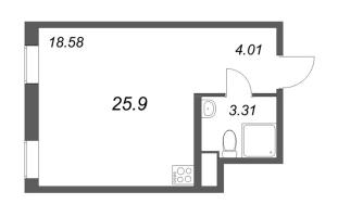 Студия № 383 Корп.: 2-1 , Секция 4  в ЖК ID Murino III