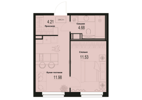 1 ккв № 828 Корп.: 2-2 , Секция 8  в ЖК ID Murino III